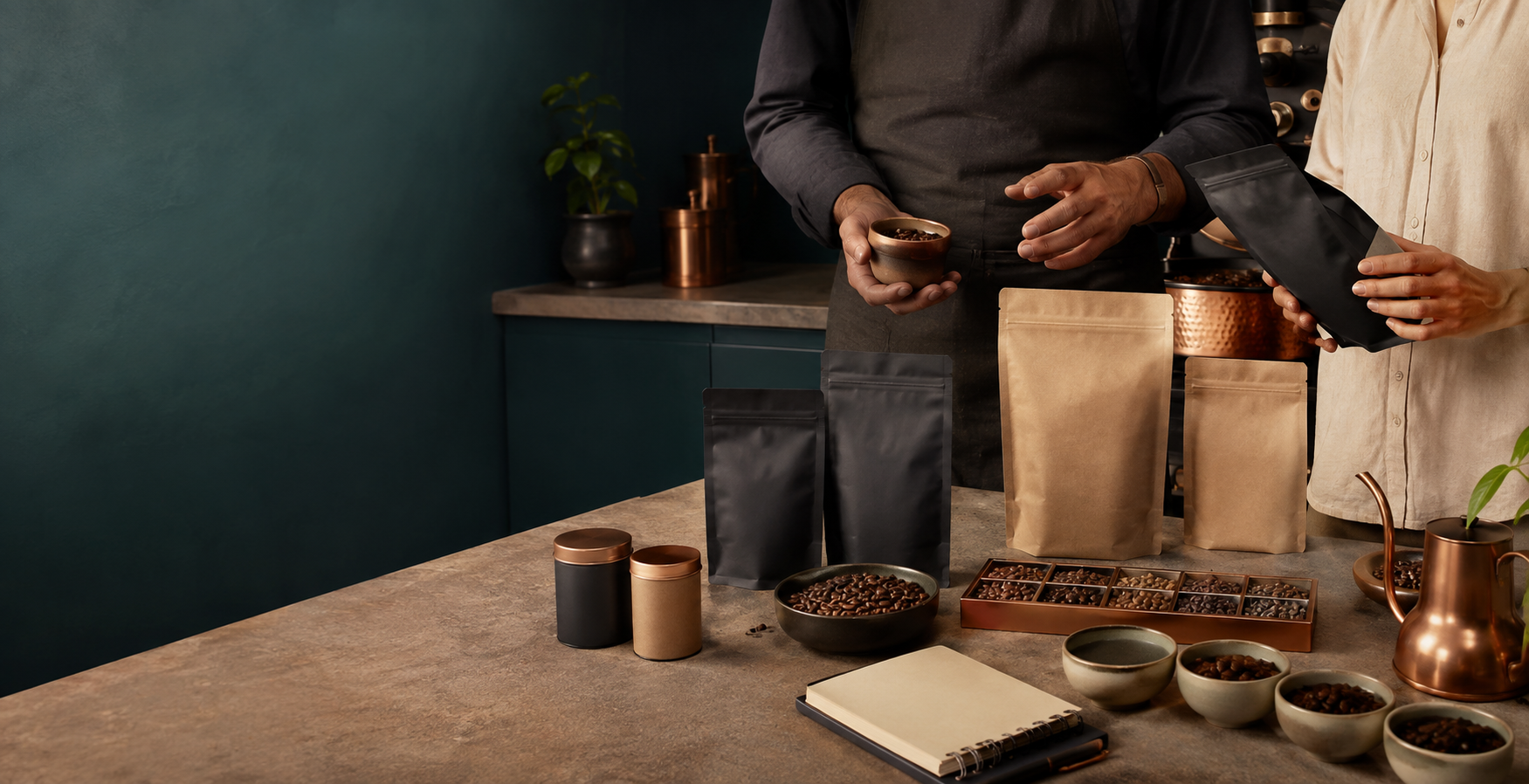 Private label coffee packaging development with Ahanda Coffee Roastery